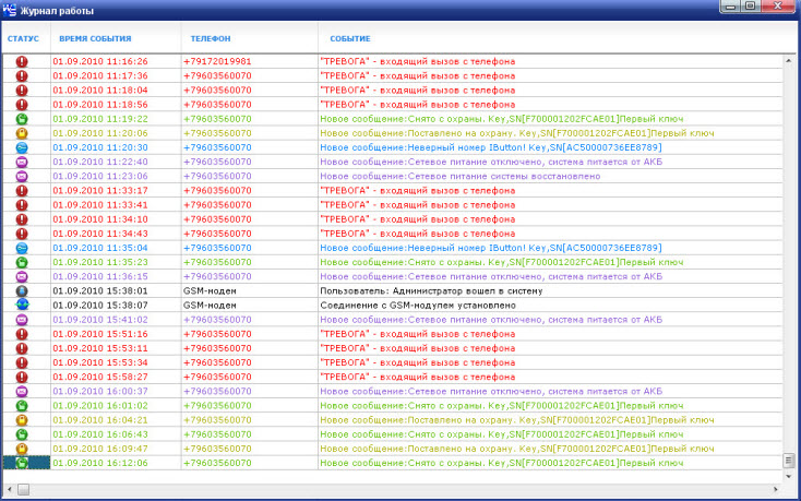 Журнал событий